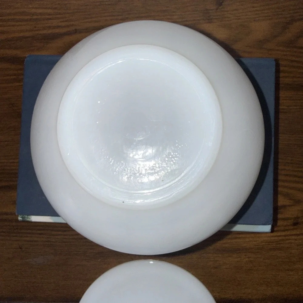 Vintage 1950's 60's Federal Glass White Milk Glass Blue Flower & Butterfly Cover